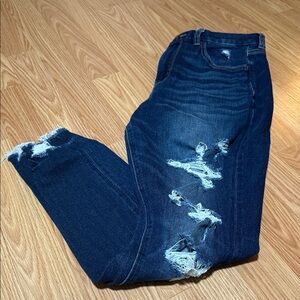American Eagle Outfitters Dark Blue Distressed Skinny Jeans